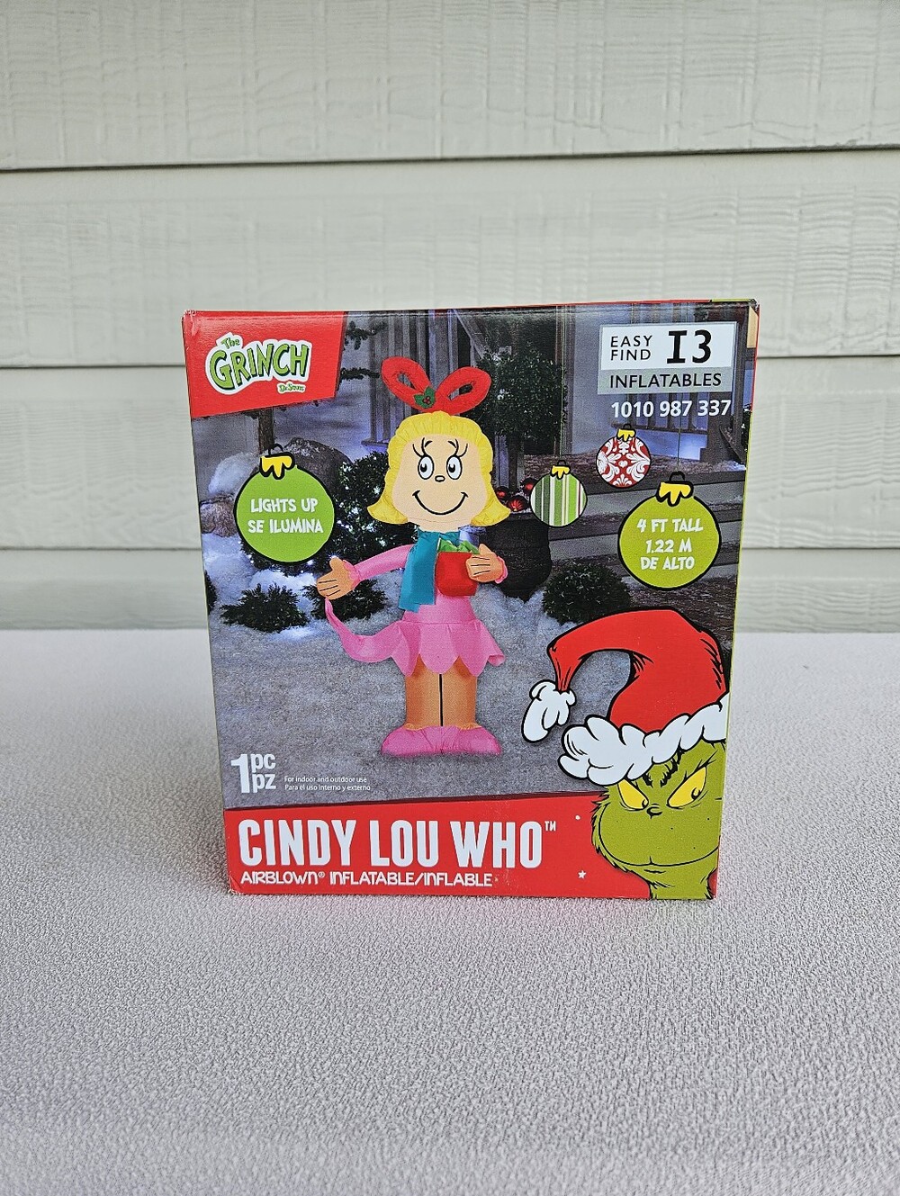 Gemmy Dr. Seuss The Grinch Cindy Lou Who Present Christmas Inflatable LED 4Ft